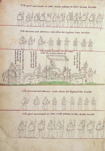 A Rainha em sua ninhada, de &39;The Progresses of Queen Elizabeth 1&39; (tinta no papel) de English School